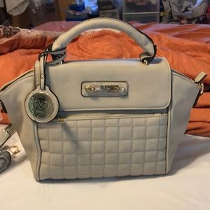 Versace 1969 Minerva Tan Quilted Satchel Handbag